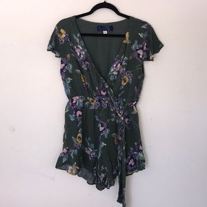 Green floral romper